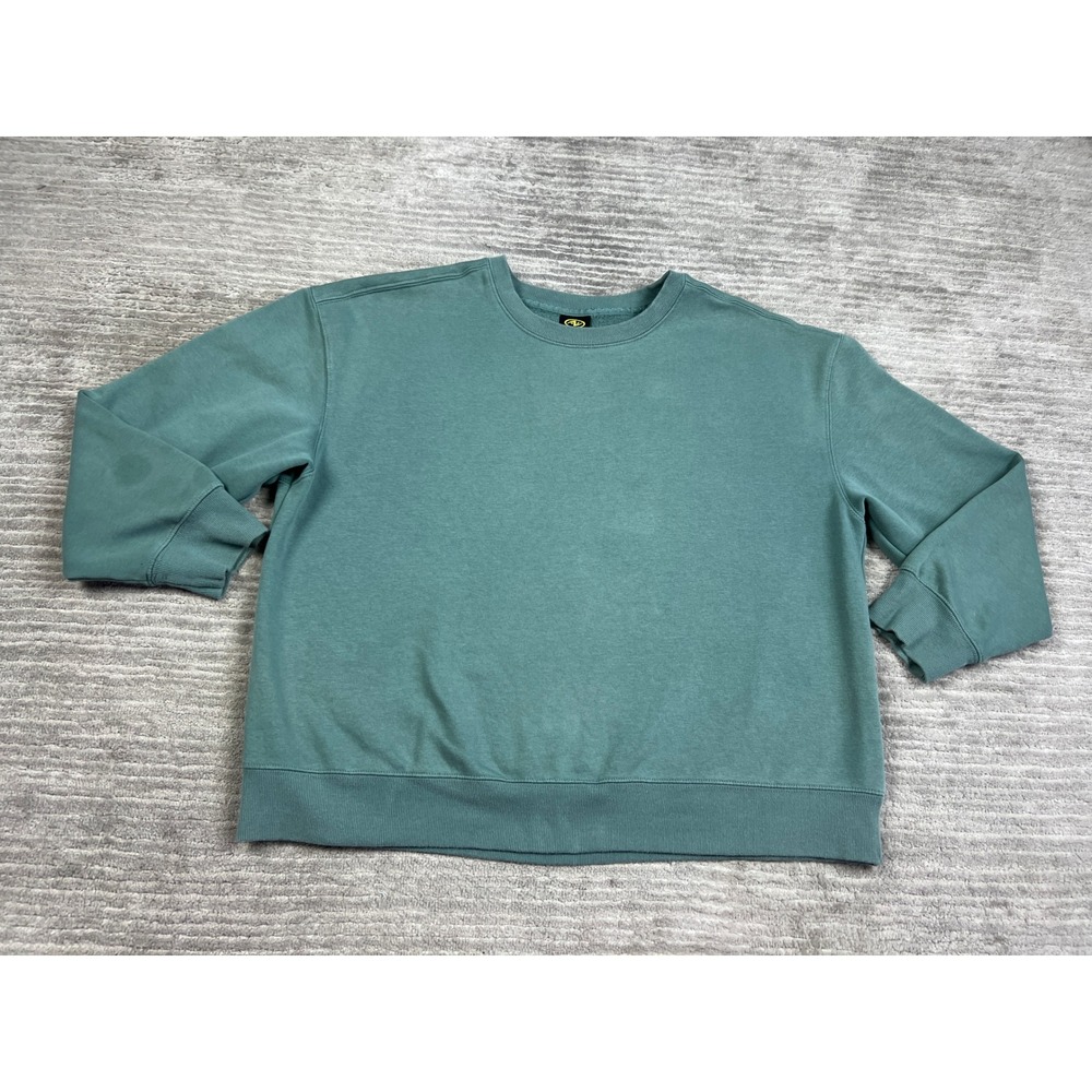 Athletic Works Sweatshirt Womens L 12-14 Teal Green Fleece Crewneck Relaxed Fit